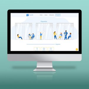 Refonte du site internet d'Humindis Assurance avec référencement, audit ergonomique, etc... Aperçu de la page présentant les produits d'assurance à destination des personnes expatriées.