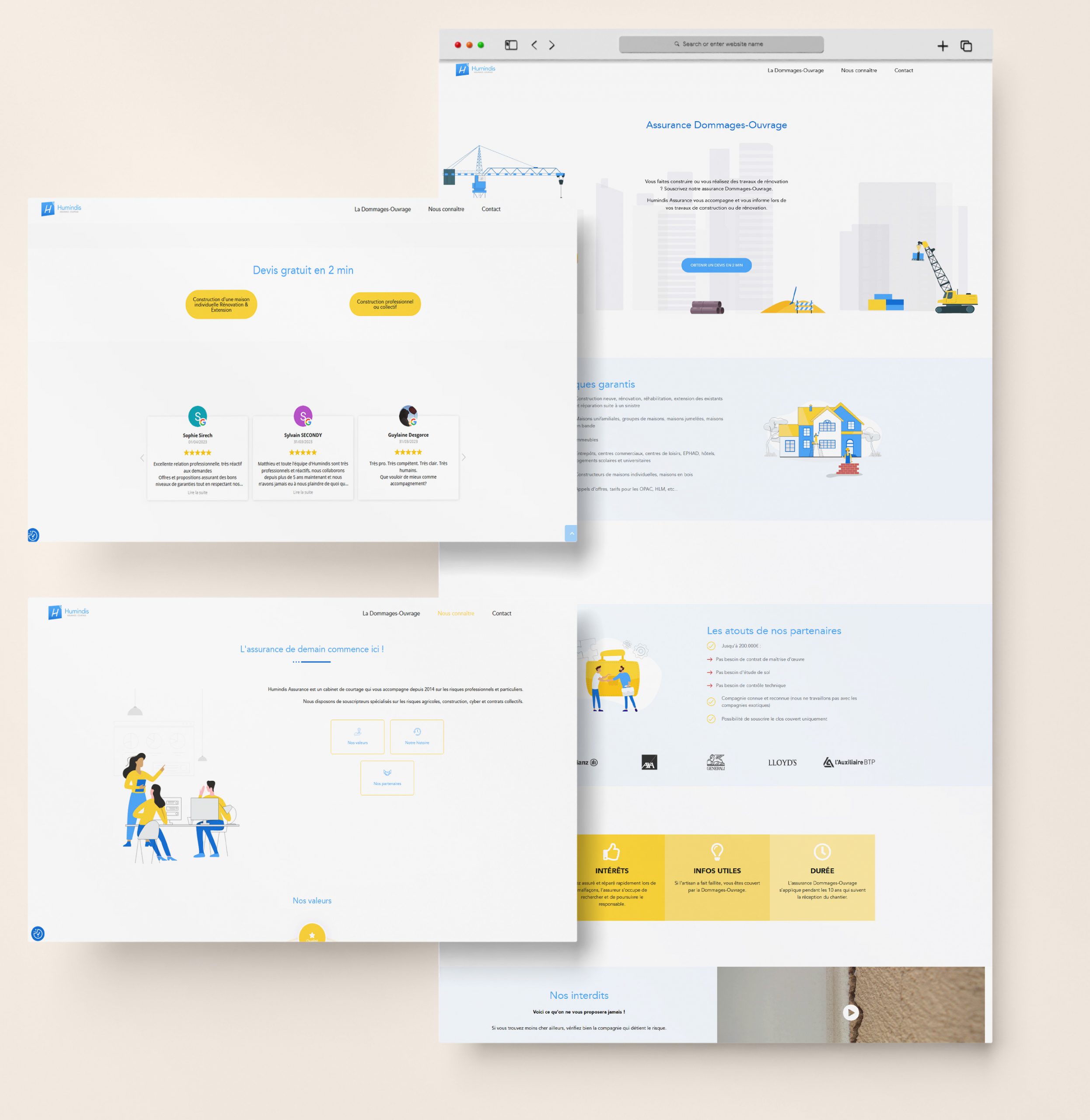 Images de la Landing Page dommages-ouvrage.