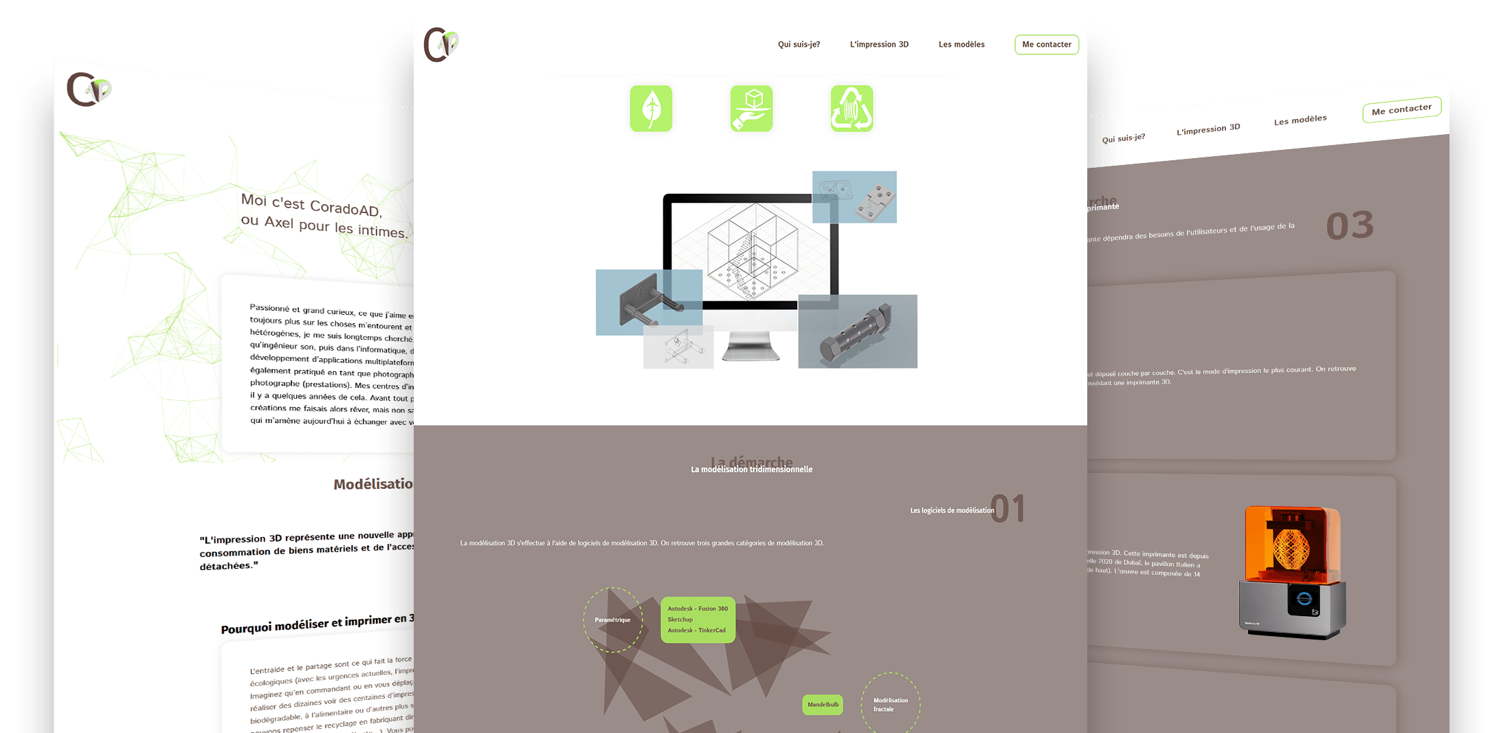 Image représentant les différentes sections du site de CAD Impresisons.
