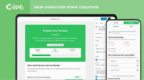 Image d'un module de donations de l'extension Give.