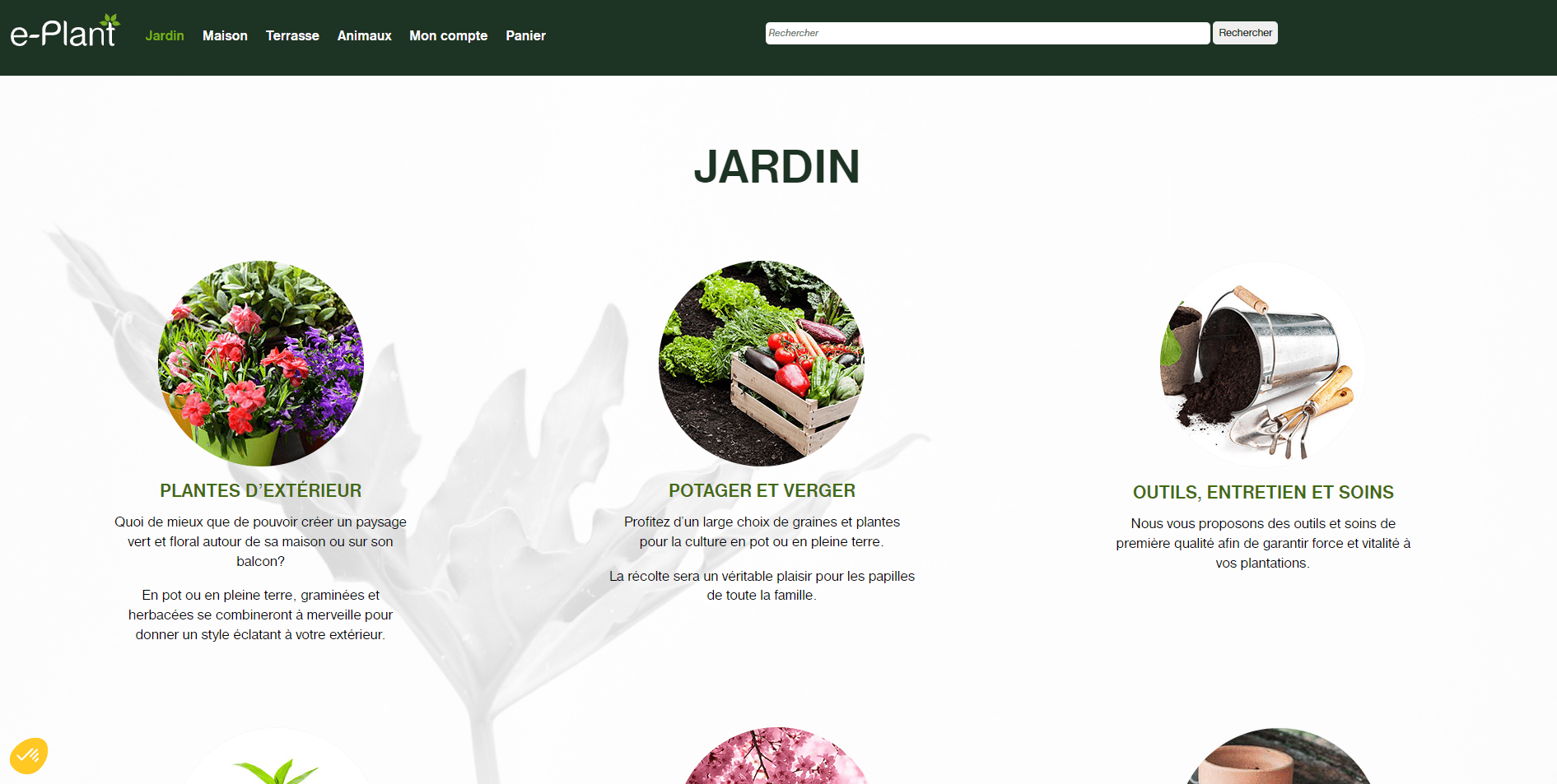 Page "Jardin" du site d'e-Plant.